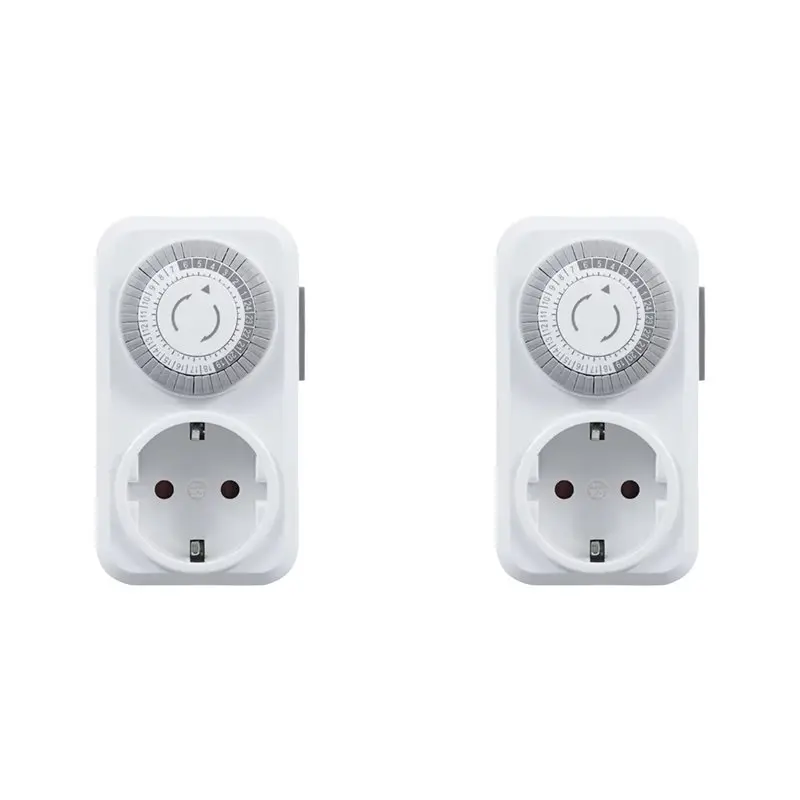 2X Timing Socket 24-Hours Cycle Switch Mechanical Timer Automatic Shutdown With Overload Protection 16A EU Plug-[A22I Store]