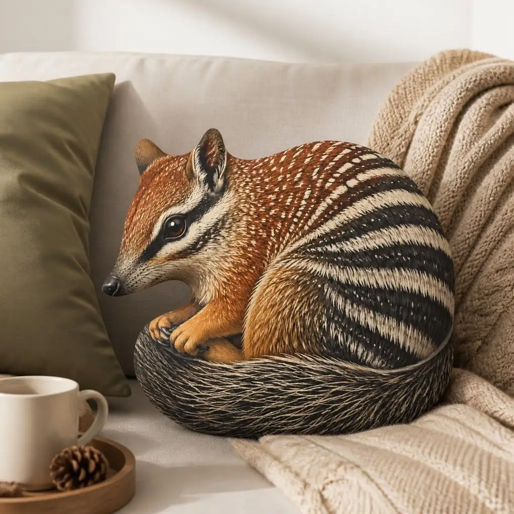 Numbat Shaped Pillow Australian Marsupial Plush Cushion Striped Wildlife Lover Stuffed Throw Pillow Home Decor Gift