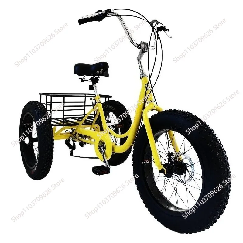 20 inch fat tire pedal tricycle, human variable speed tricycle 4.0 outer tire 7 speed tricycle wholesale