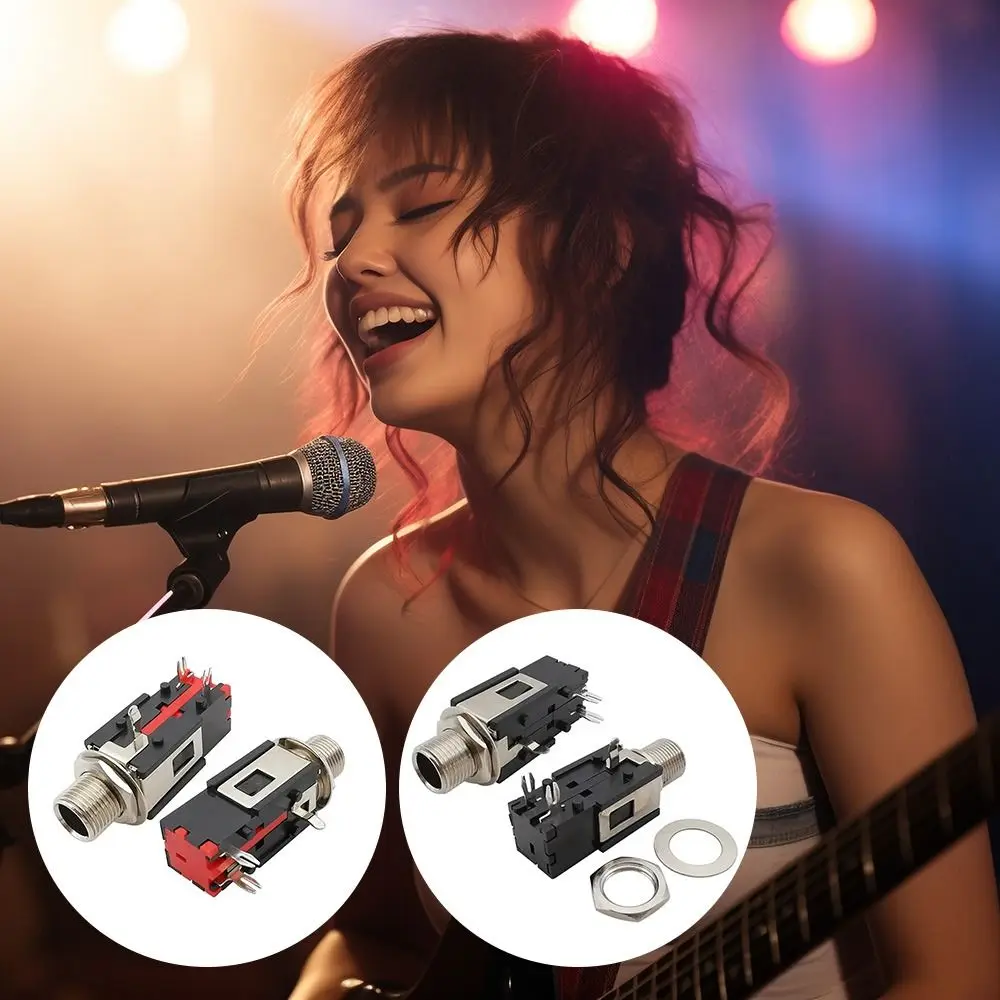 Earphone Jack 6.35mm Headphone Mono/Stereo 6.35 1/4 inch Female Jack Connector Audio Phone Female Jack Thread Lock