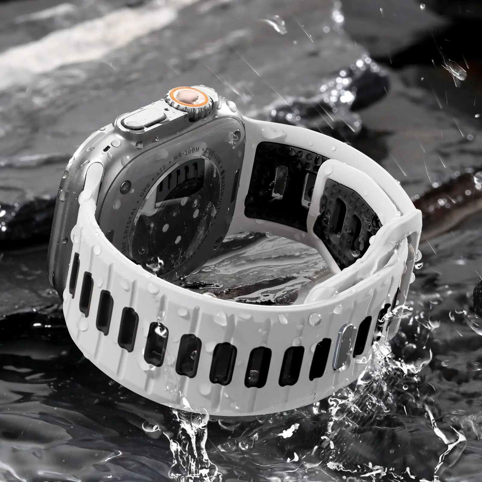 black & white silicone apple watch band sport style, waterproof, compatible with all iwatch series ultra 2/ultra/se/10 1 black & white silicone apple watch band sport style, waterproof, compatible with all iwatch series ultra 2/ultra/se/10 1