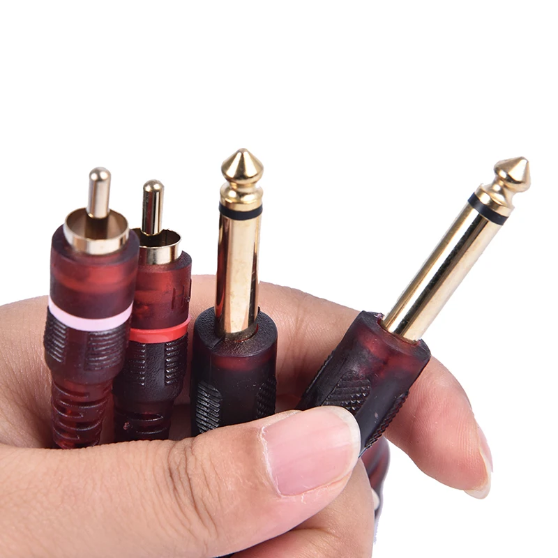 1pc 1.5M Cable Dual Male to Dual 6.35mm 1/4 inch Male Mixer Audio Cable