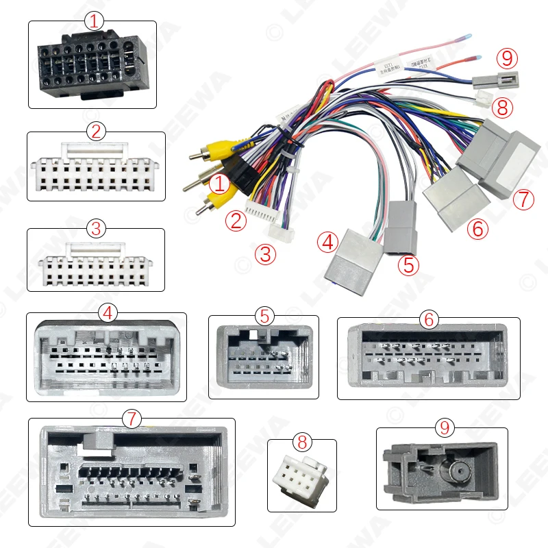 LEEWA 자동차 16핀 오디오 배선 하네스 Honda CRV 2.4L 스테레오 설치 와이어 어댑터