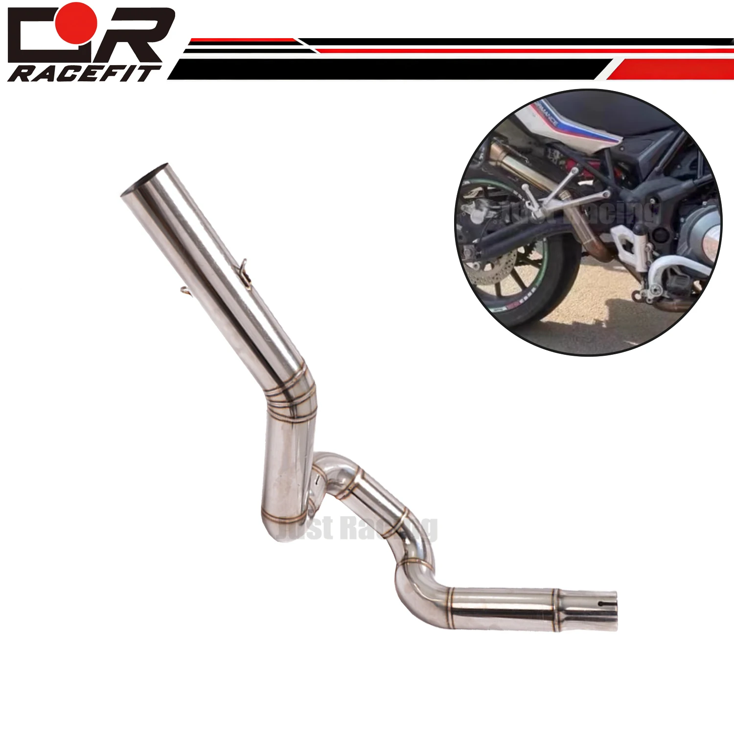 Per Benelli TRK502 TRK 502: Sistema di Scarico Slip-On con Silenziatore e Tubo di Collegamento Centrale, Montaggio Alto 51MM