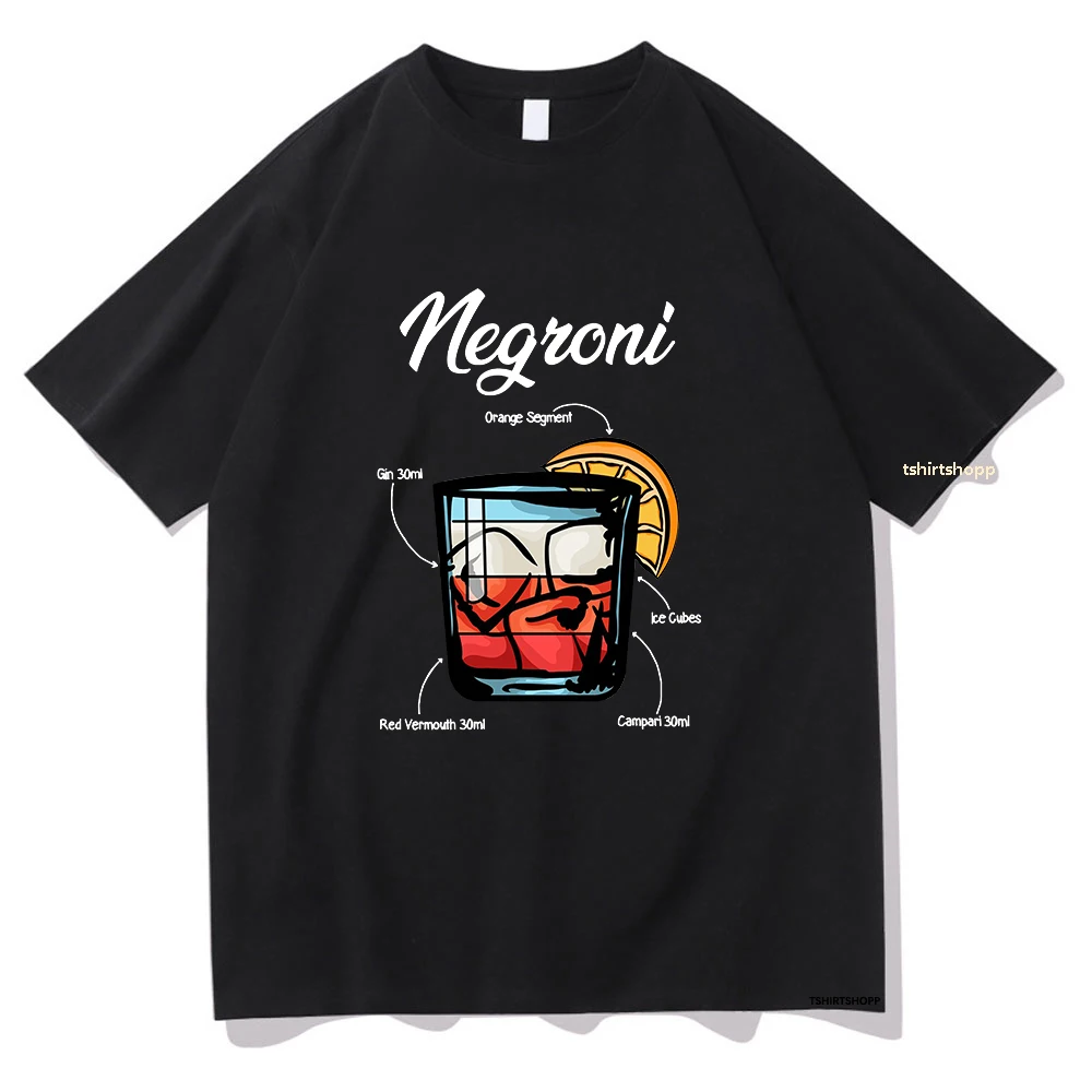 Negroni Cocktail Recipe T-Shirts Funny Men/Women Clothing Harajuku Aesthetic Tshirt Unisex Streetwear Cotton Graphic TShirts