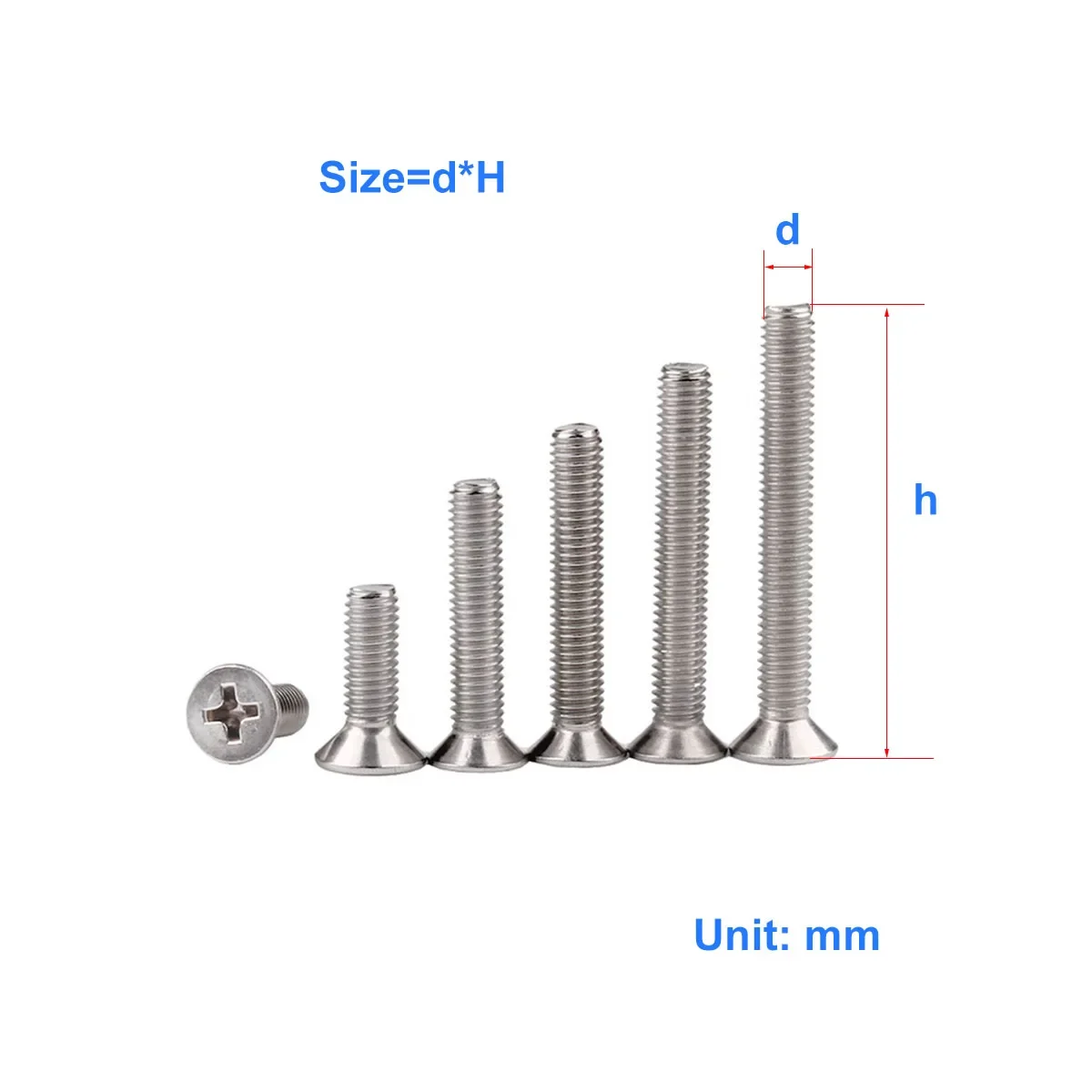 

304 Stainless Steel Cross Flat Head Screw, Countersunk Head Bolt M3 M3.5 M4 M5 M6 M8