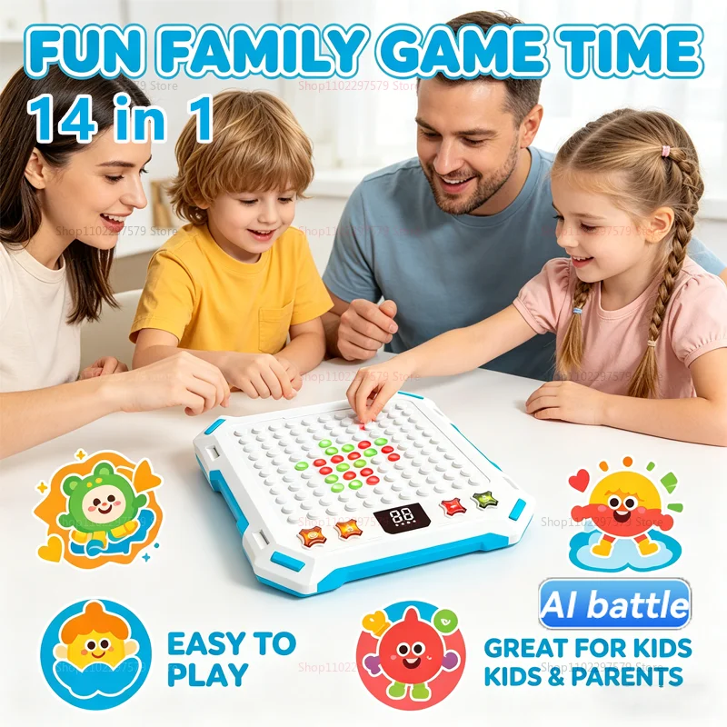 

14 in 1 Multifunctional Smart Board Game Electronic AI Chess Backgammon Tic-Tac-Toe Whack-a-Mole Combe For Kids Educational Toy