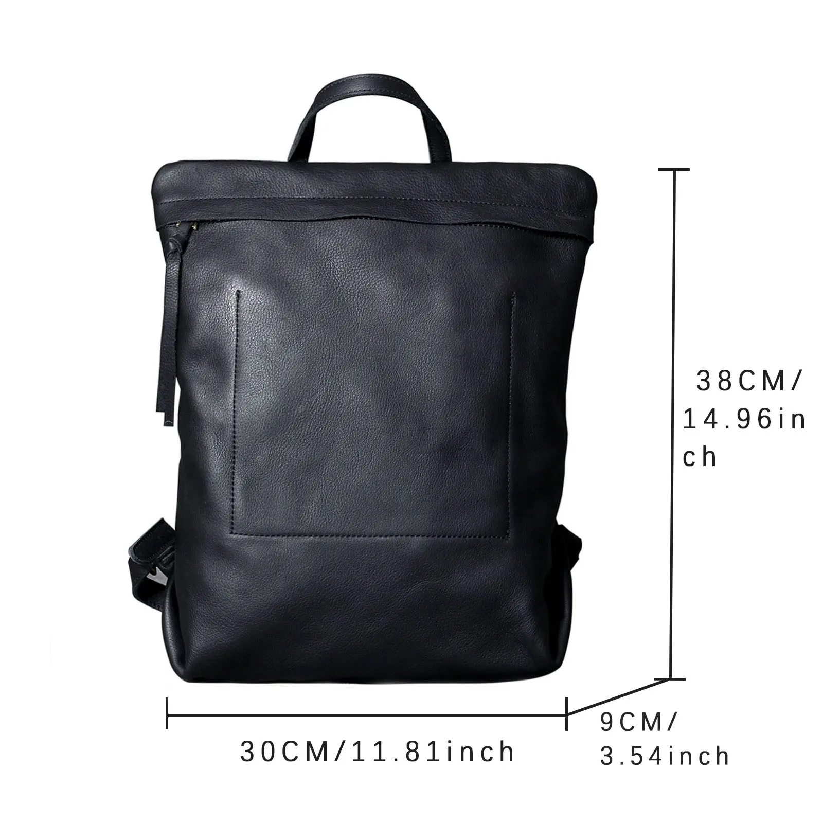 S.WORKER Lässiger Rucksack aus echtem Leder, Vollnarbenleder, Laptop-Umhängetasche, Schultasche, modisch – Detail 3
