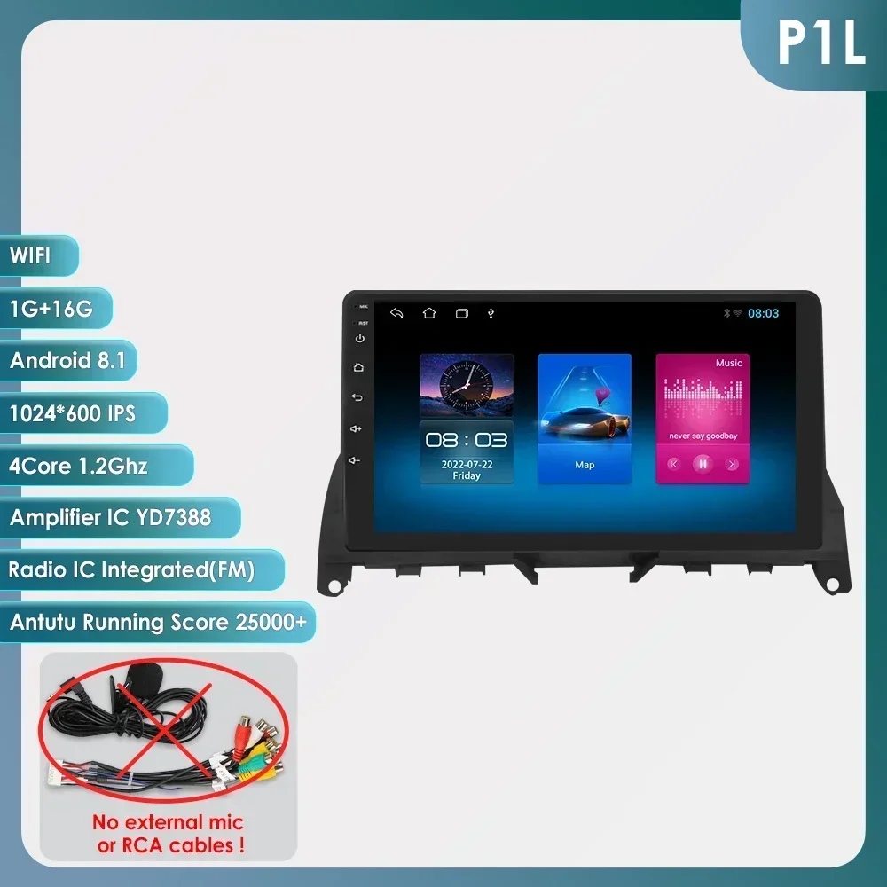 OSSURET 6115 Android speler voor Mercedes Benz C W204 S204 2007-2010 Carplay autoradio multimediasysteem 9 inch 8-core GPS touchscreen