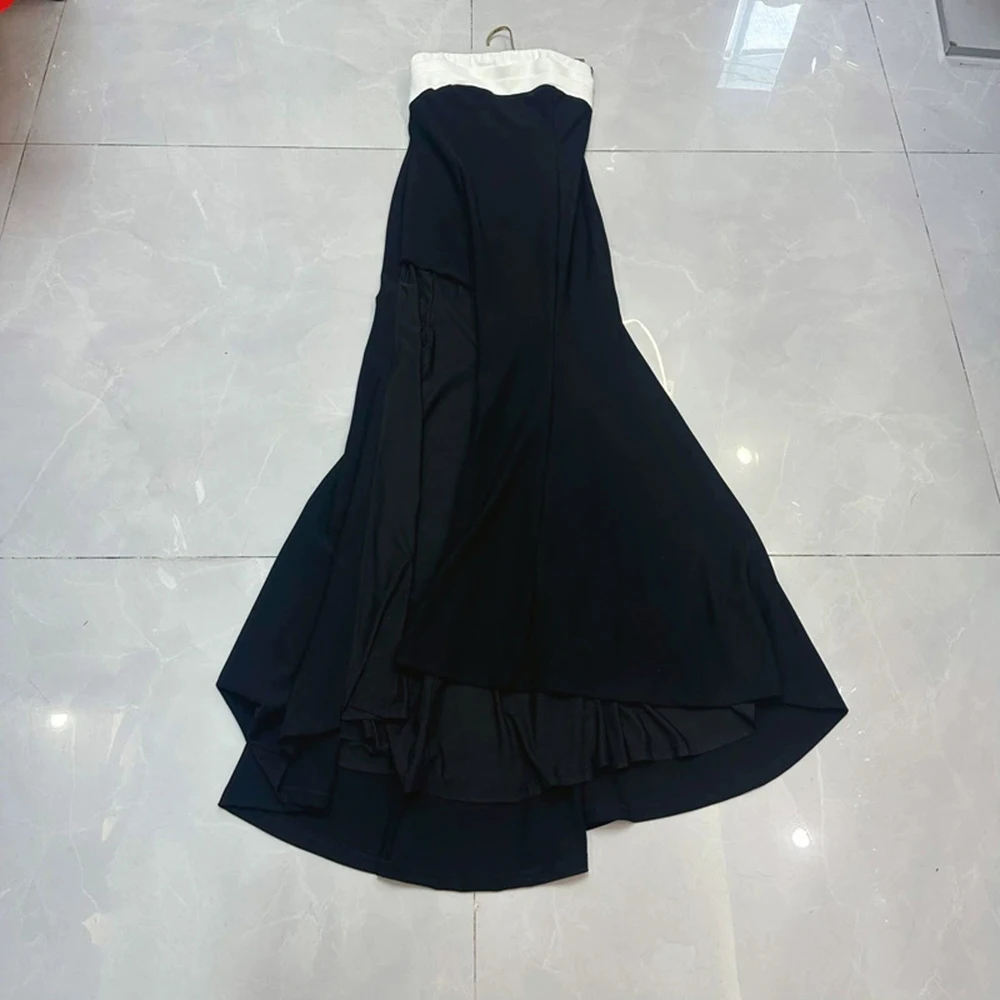 

French style niche summer tube top dress new style advanced irregular slit long skirt-GZXX308