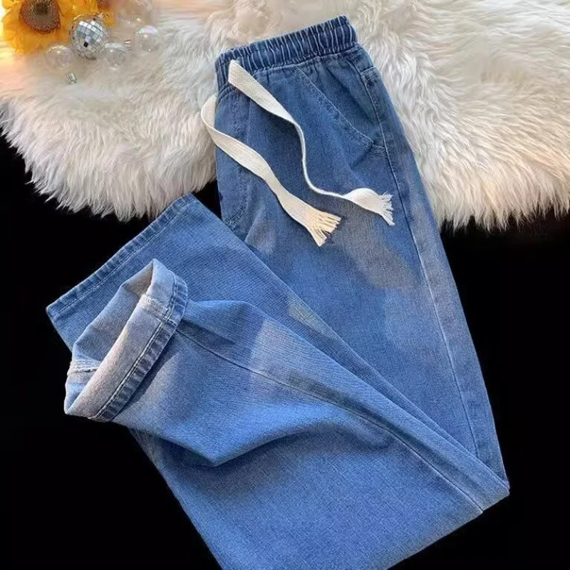 TRSYPHXM 2025 nuevos pantalones vaqueros de primavera y otoño pantalones de suelo pantalones casuales de calle alta americana para hombres pantalones rectos sueltos