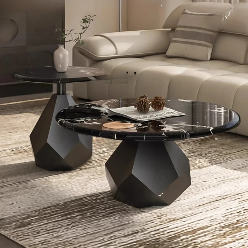 

AA Marble household living room size round tea table combination