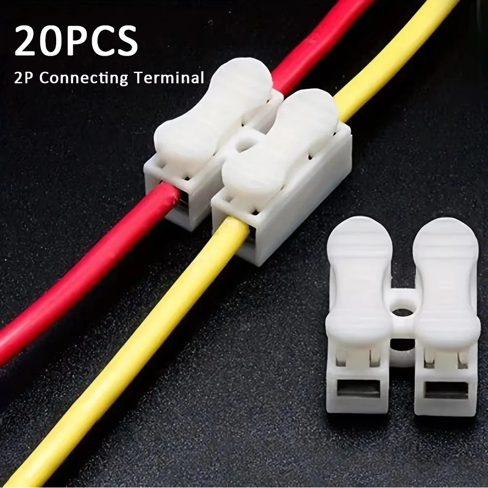 20pcs 2CH 2Pin Spring Quick Wire No Solding Welding Quick Cable Wire Connecting Terminal No Screw Terminal  Block Spring Clamp