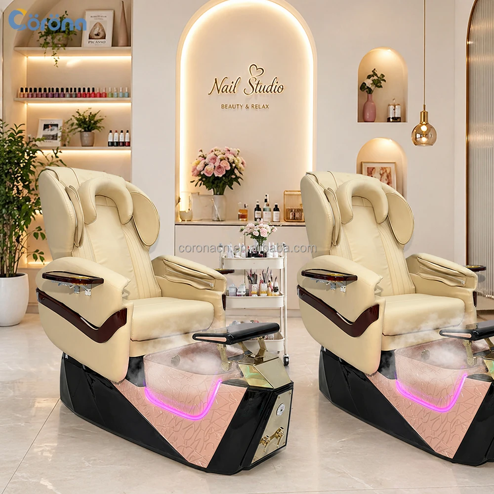 High End Luxury Salon Furniture Electric Full Body Massage Pedicure Spa Chair With Adjustable Backrest And Footrest