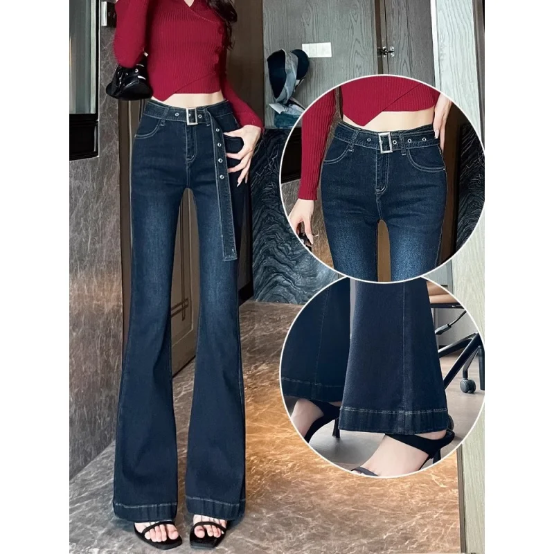 

Flattering and slimming bell-bottom pants for women2025Stretchy micro-flare jeans for autumn, American-style low-waist pants tha