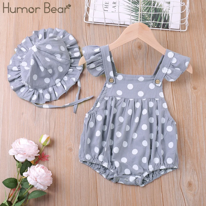 

Humor Bear Baby Girl Clothes New Summer Polka Dot Romper Bodysuit Infant Clothes+Hat 2Pcs Cute Clothes Toddler Clothes