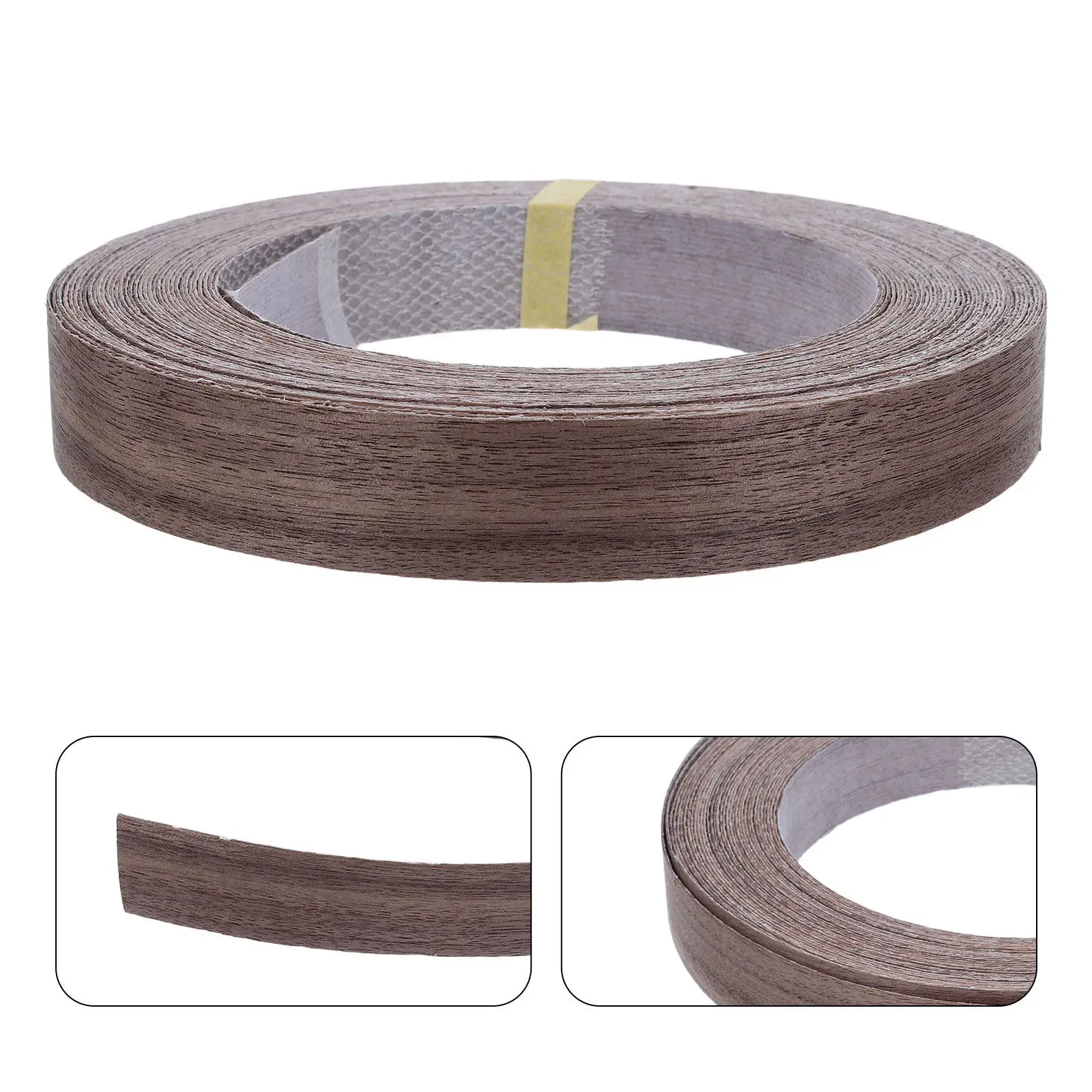 1 Roll Wood Veneer Edge Banding Pre-Glued Flexible Black Walnut Iron on Hot Melt Adhesive Tape for Cabinet Repair Furniture