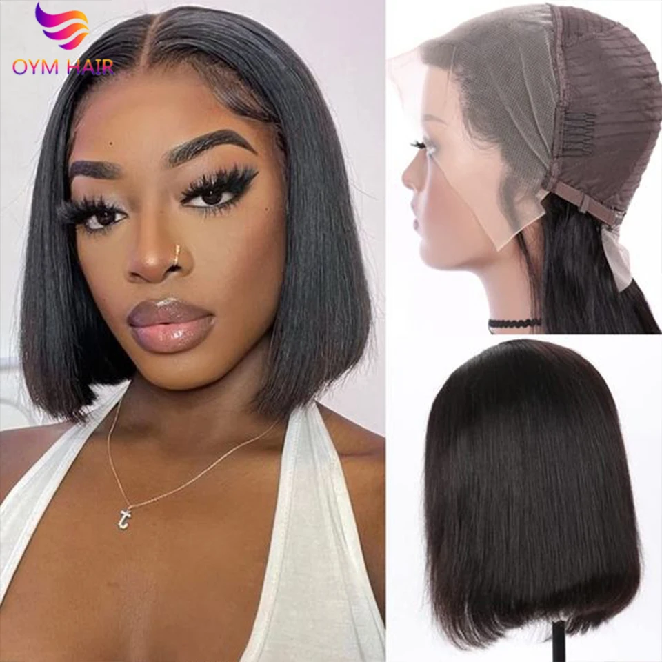 

13*4 Lace Frontal Wig Short Straight Bob Wigs 13x4 Closure Brazilian Bob Wigs Pre Pluckes Short Human Hair Wigs For Women