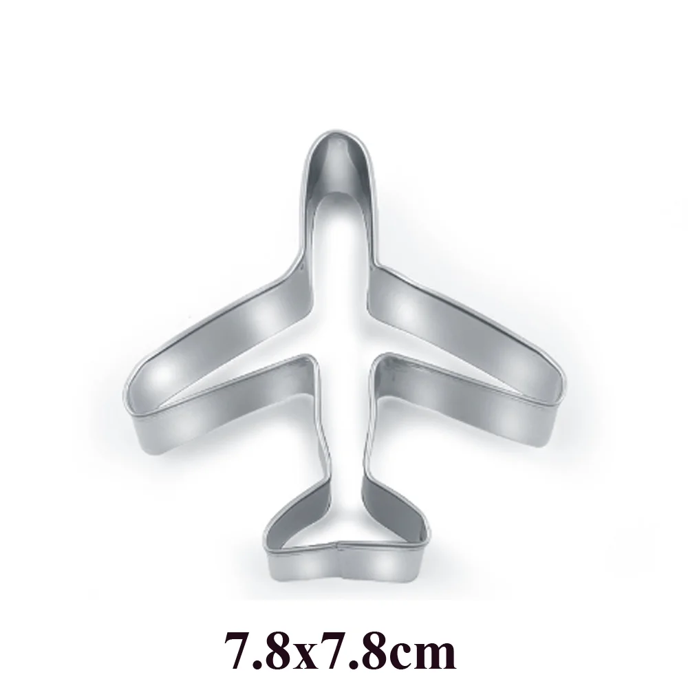 

1pcs Plane Aircraft Stainless Steel Cookie Cutter patisserie reposteria Cupcake Toppers Pastry Shop Fondant Cake Decor Tools