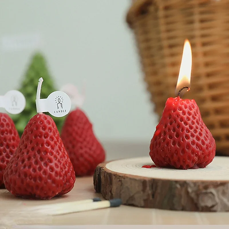 3D Strawberry Aromatherapy Candle DIY Handmade Romantic Scented CandlesBirthday Decor Indoor Fragrance Decoration VIE LENTE