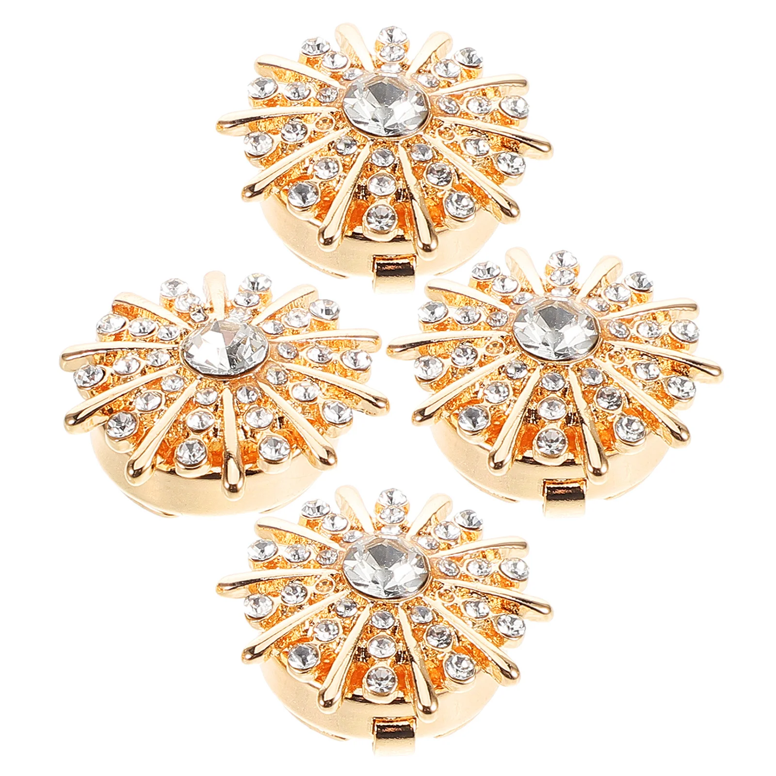 4Pcs Alloy Rhinestone Button Covers Clip on No Sew Cufflink Buttons Detachable for Shirts Formal Wedding Party Accessories