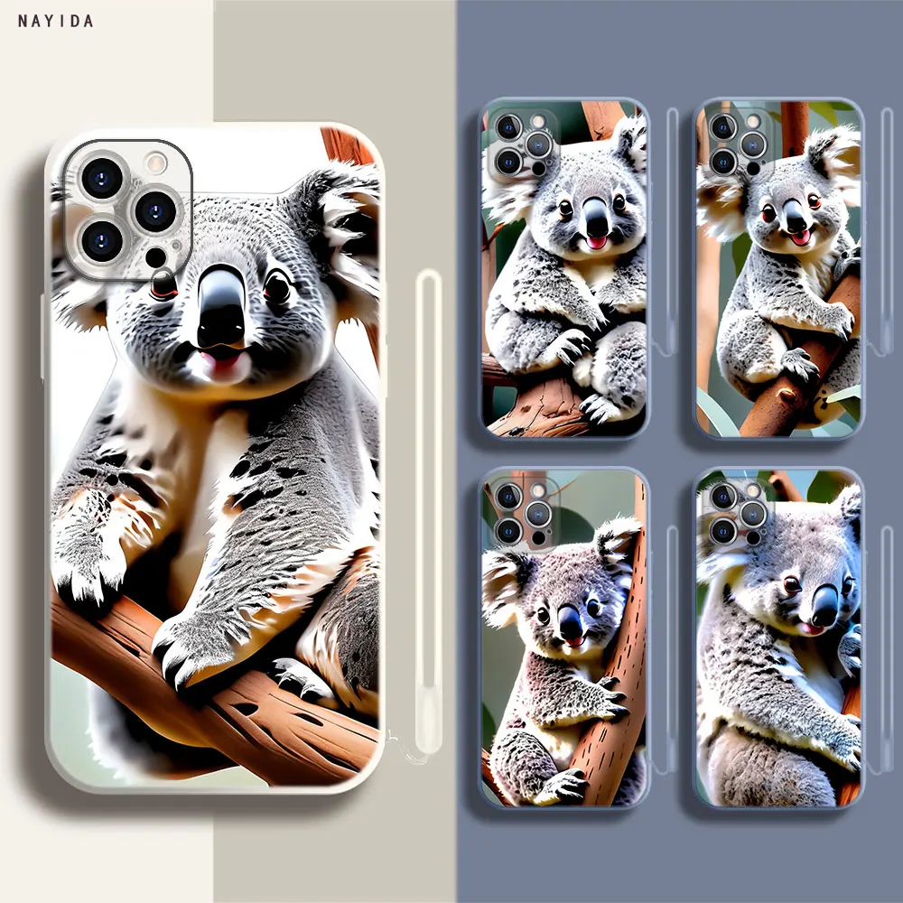 Soft Silicone Phone Case For Apple iPhone 15 14 13 12 11 Pro X XS Max XR Plus Mini Cover Cute koala bear