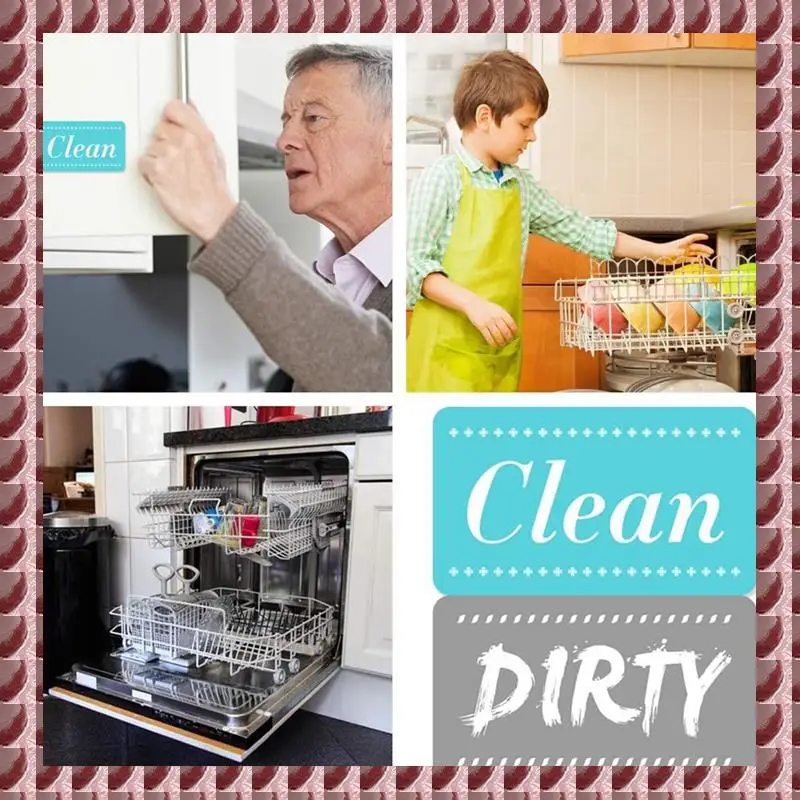4Pcs Dishwasher Magnet Clean Dirty Sign Shutter Only Changes Double Sided Flip Dishes Clean Dirty Sign Easy To Use