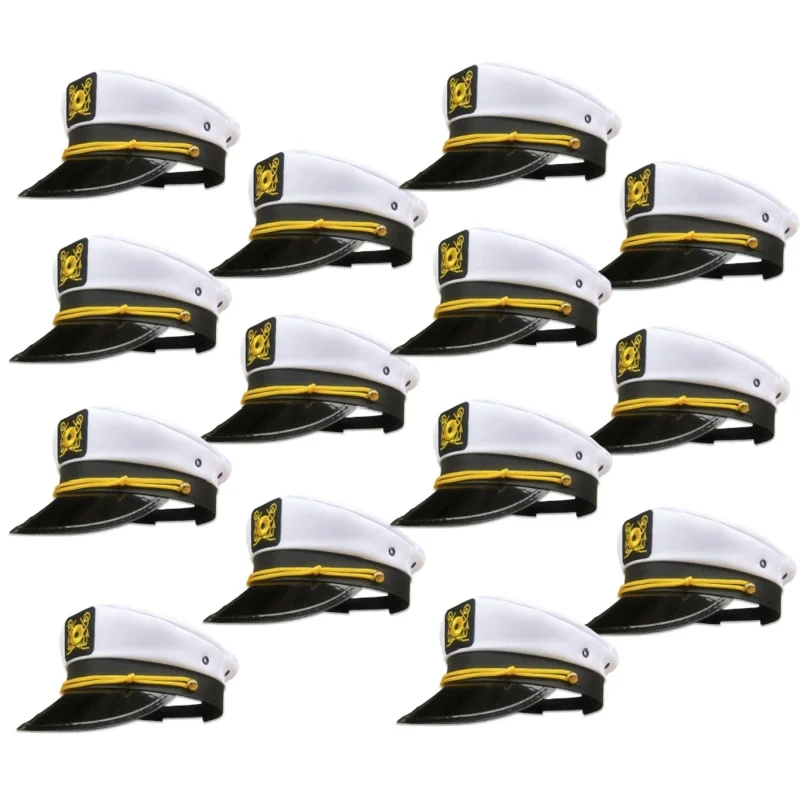 

5/10/20pcs Captain Hats Bulk Bachelorette Party Caps Adjustable White Sailors Hats For Wedding Yacht Theme Party Props