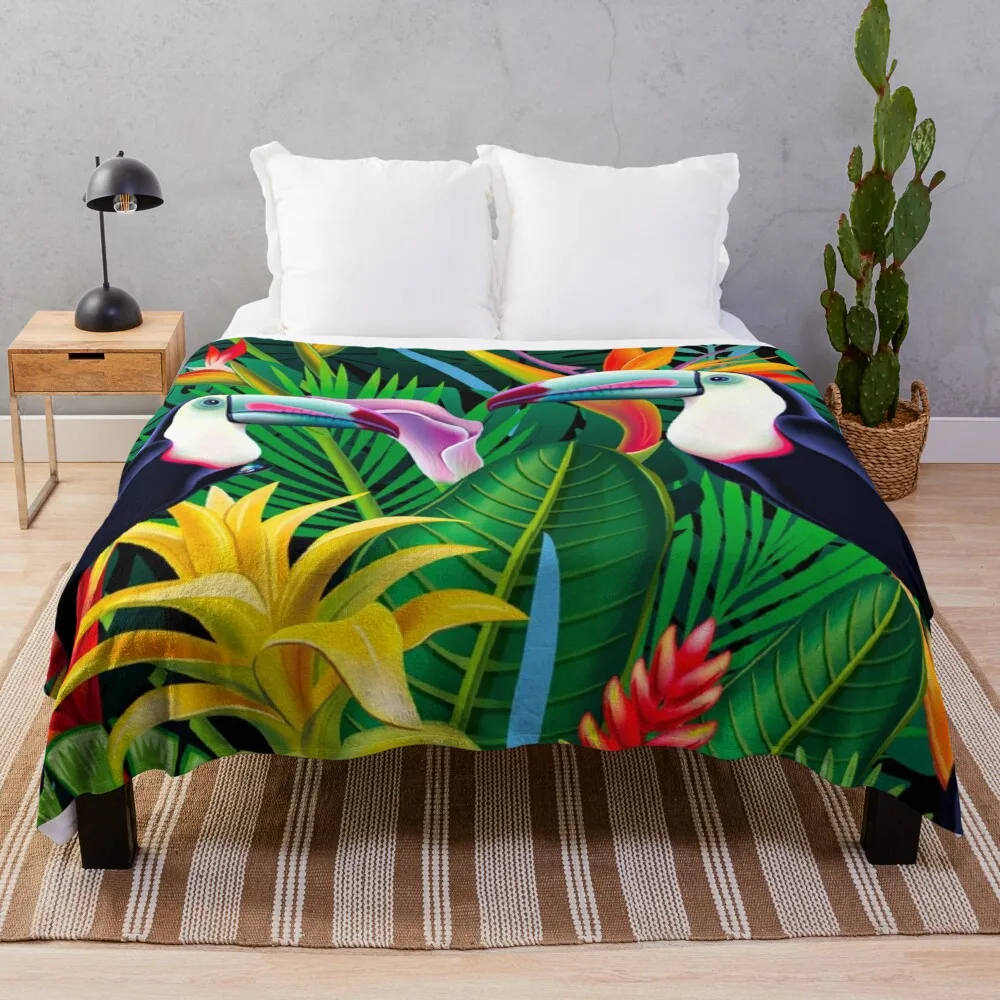 Tropical Toucans Pattern Throw Blanket heavy to sleep Bed covers Soft Big Blankets