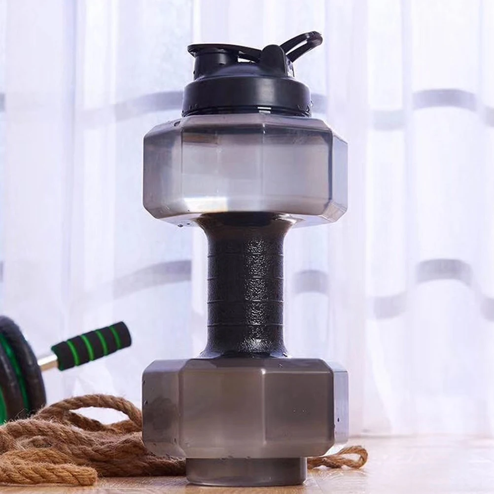 

Fitness Dumbbell Water Bottle Portable Sports Kettle Large Capacity Reusable Petg Material Eco Friendly Black Gym Home Travel