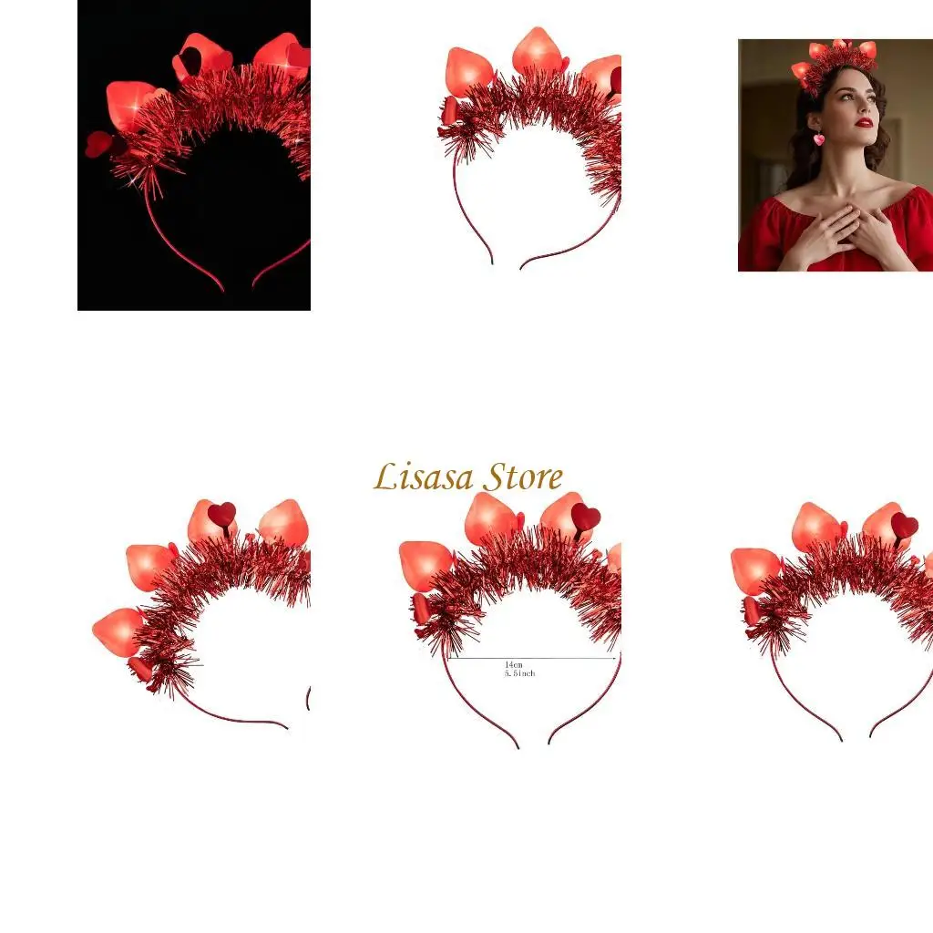 

M6CC Heart Shaped LED Headband With 6 Lighting Option Party Headwear Suitable For Valentine's Day And Festival Gatherings