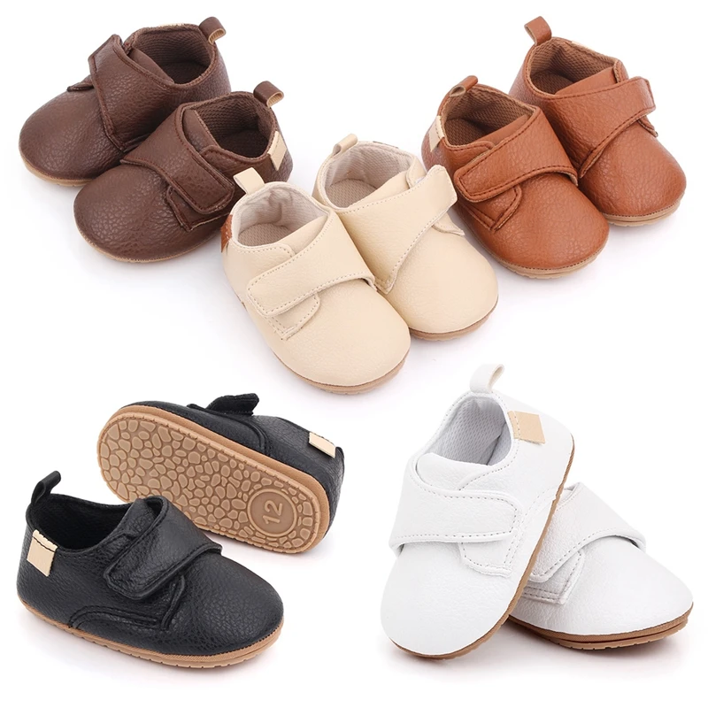 Toddler Baby Boys Girls First Walker Shoes PU Leather Sneakers Soft Sole Flats Shoes