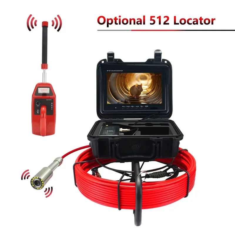 Waterproof Industrial Borescope Drain Inspection Sewer Camera 512Hz with Self-Leveling Meter Counter for Plumbing Tools