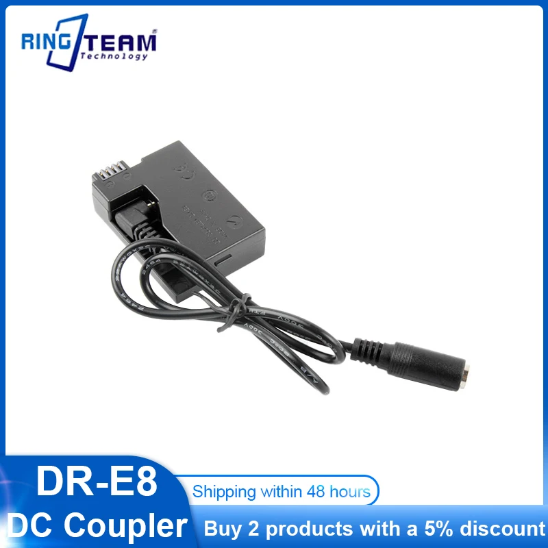 DR-E8 DR E8 DRE8 DC Coupler LP-E8 LPE8 Dummy Battery for Canon EOS Cameras T2i T3i T4i T5i 550D 600D 650D 700D Kiss X4 X5 X6