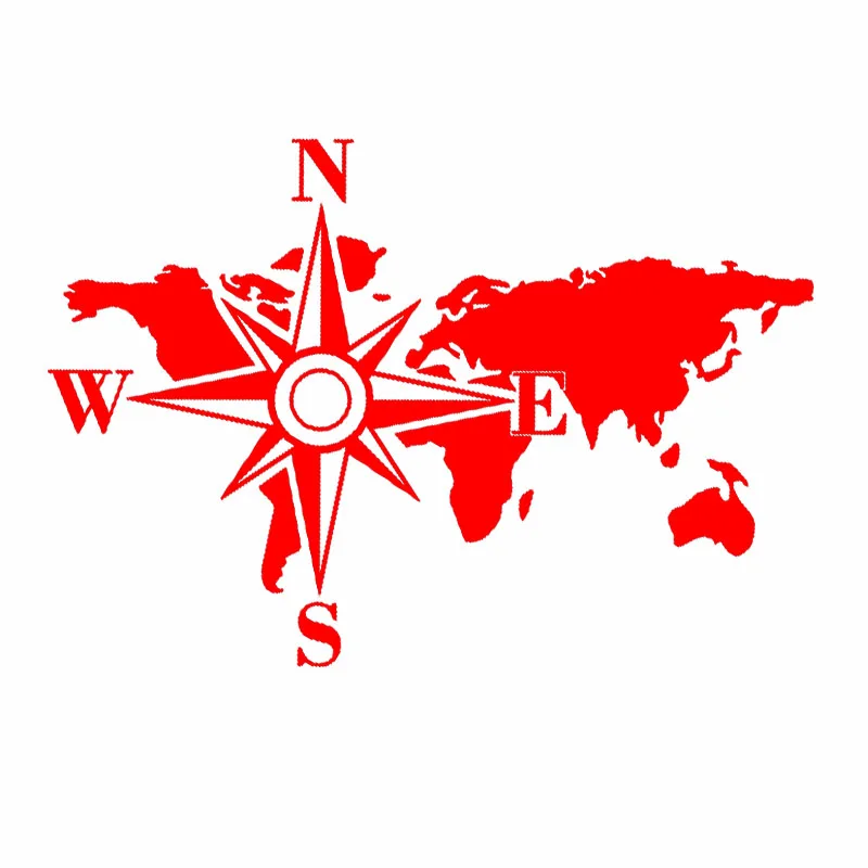 1pc 2D Flat World Map Compass Vinyl Sticker, Waterproof Decal for Car Van SUV Camper RV Motorhome Body DIY Decor, Holiday Gift