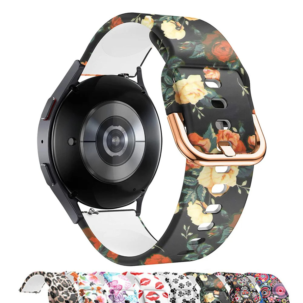 20mm Band For Samsung Galaxy Watch 4 5 44mm 40mm 4 classic accessories Sport Printed silicone bracelet Galaxy 5 pro 45mm strap