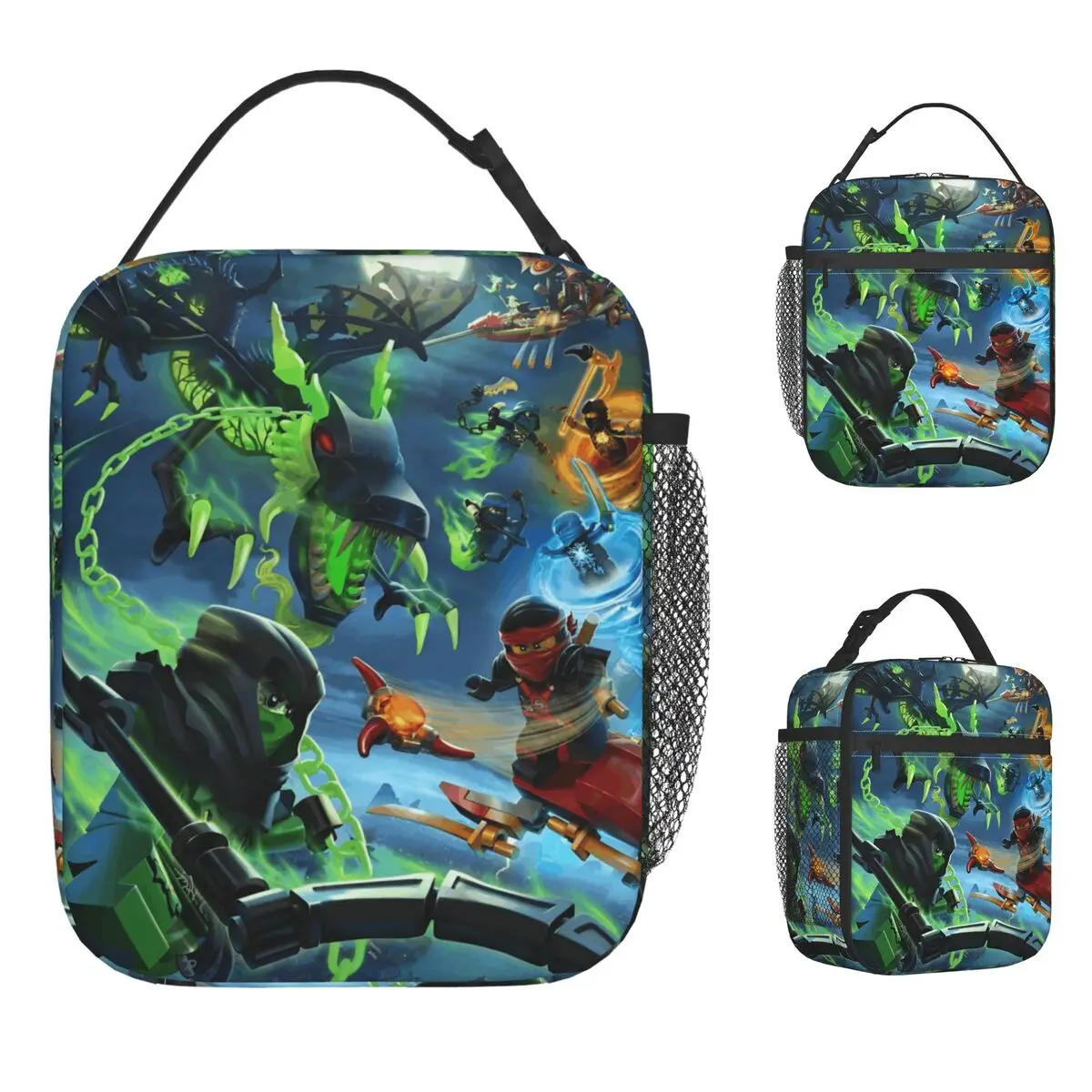 

N-Ninjagos аниме изолированные сумки для обеда высокая емкость боевые приключения многоразовая сумка-холодильник сумка-тоут ланч-бокс пляж уличный мужской женский