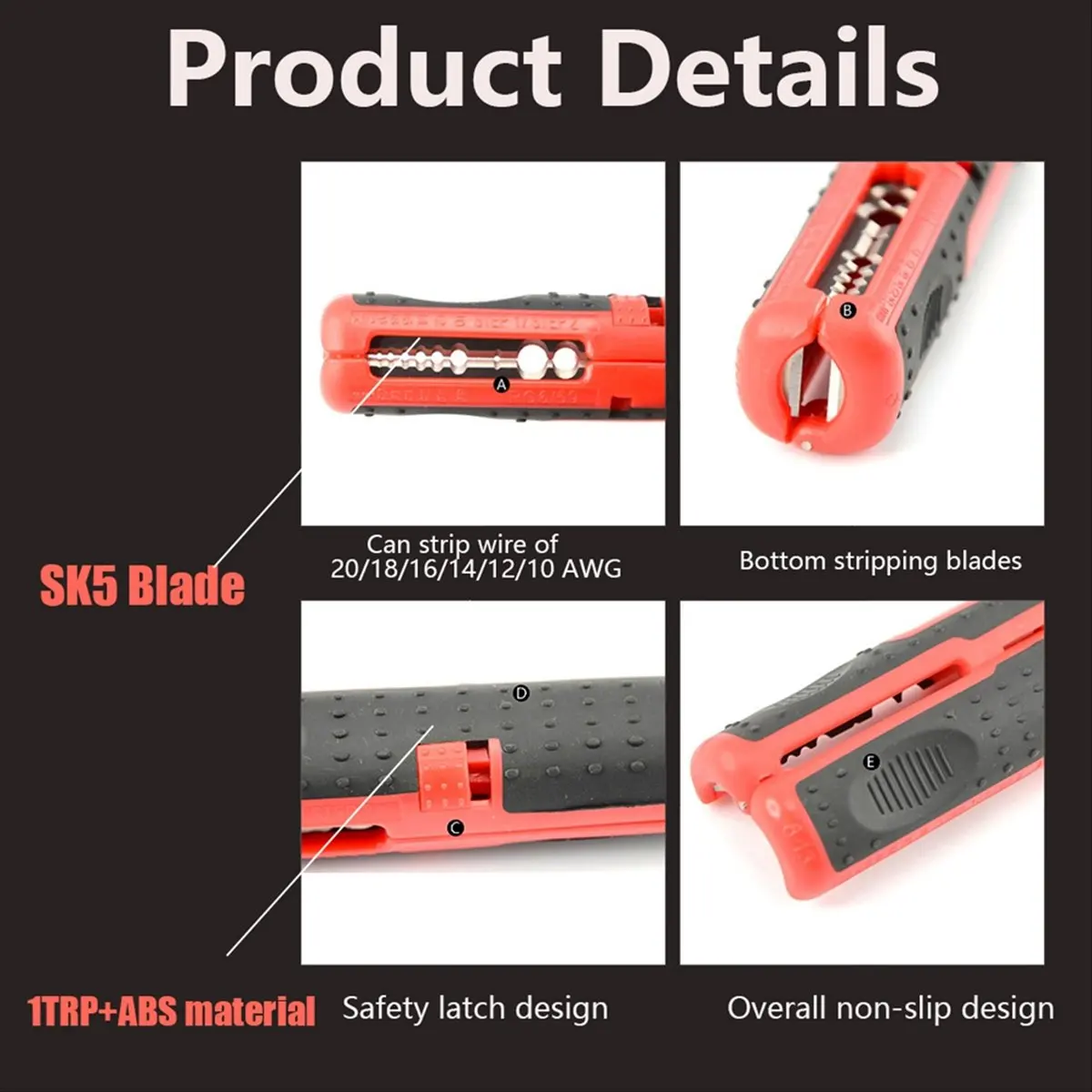 AT54 1PCS Wire Stripper Multi-Function Portable Pen Stripper, Network Cable, Wire, Coaxial Cable, Wire Cutter,10-20AWG,Red