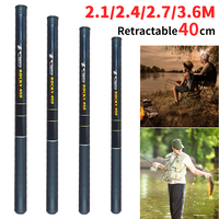 Telescopic Fishing Rod Stream Lake Hand Pole Fiberglass Hand Rod Ultralight 2.1/2.4/2.7/3.6M Retractable 40cm for Smaller Waters