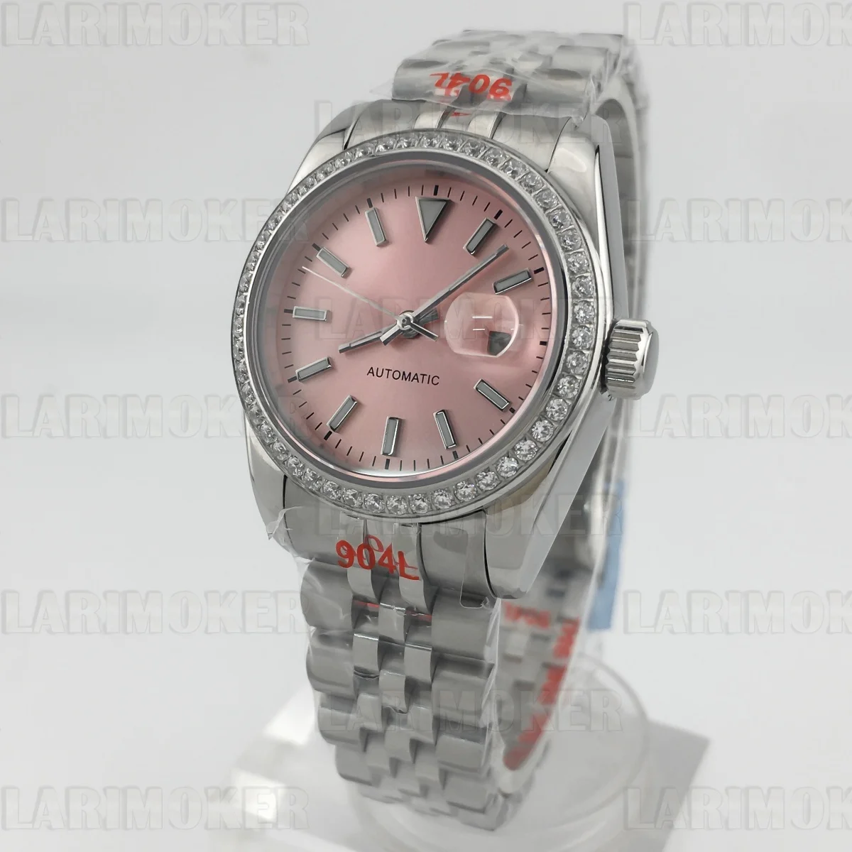 NH05 31mm luxury Ladies' mechanical automatic watch decorated with diamond bezel pink luminous dial sapphire glass water-resista