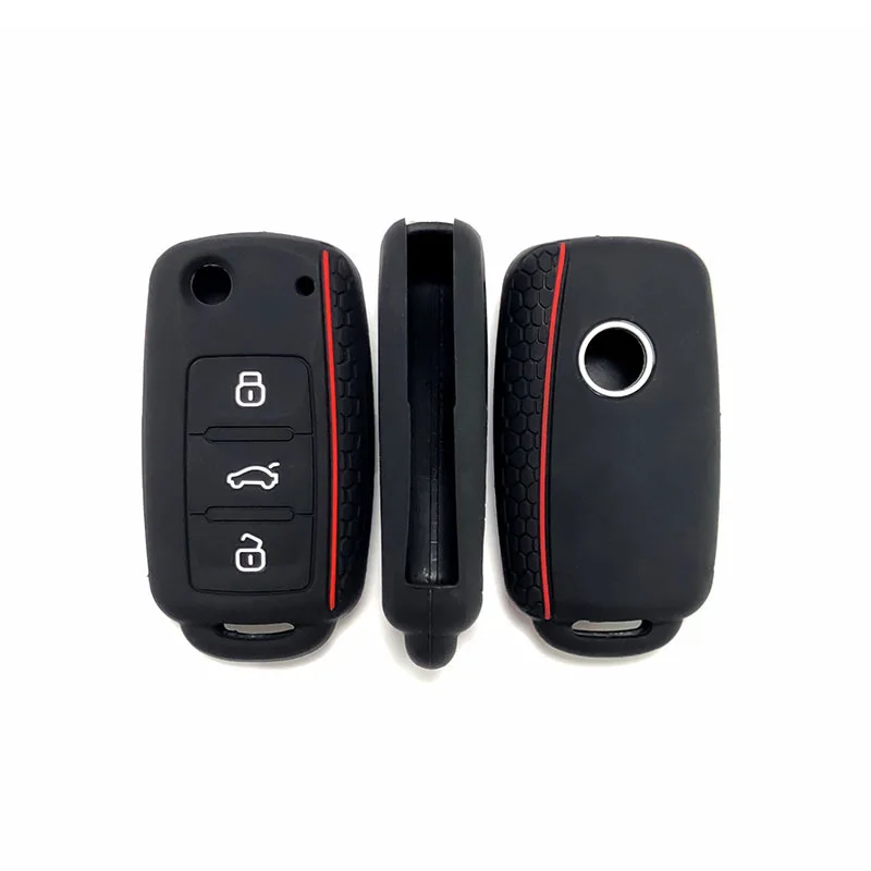 TPU Leather Car Remote Key Fob Case Cover for VW Golf 7 GTI Polo T-Cross T-Roc Touran Tiguan Skoda Octavia Rapid Kodiaq Fabia
