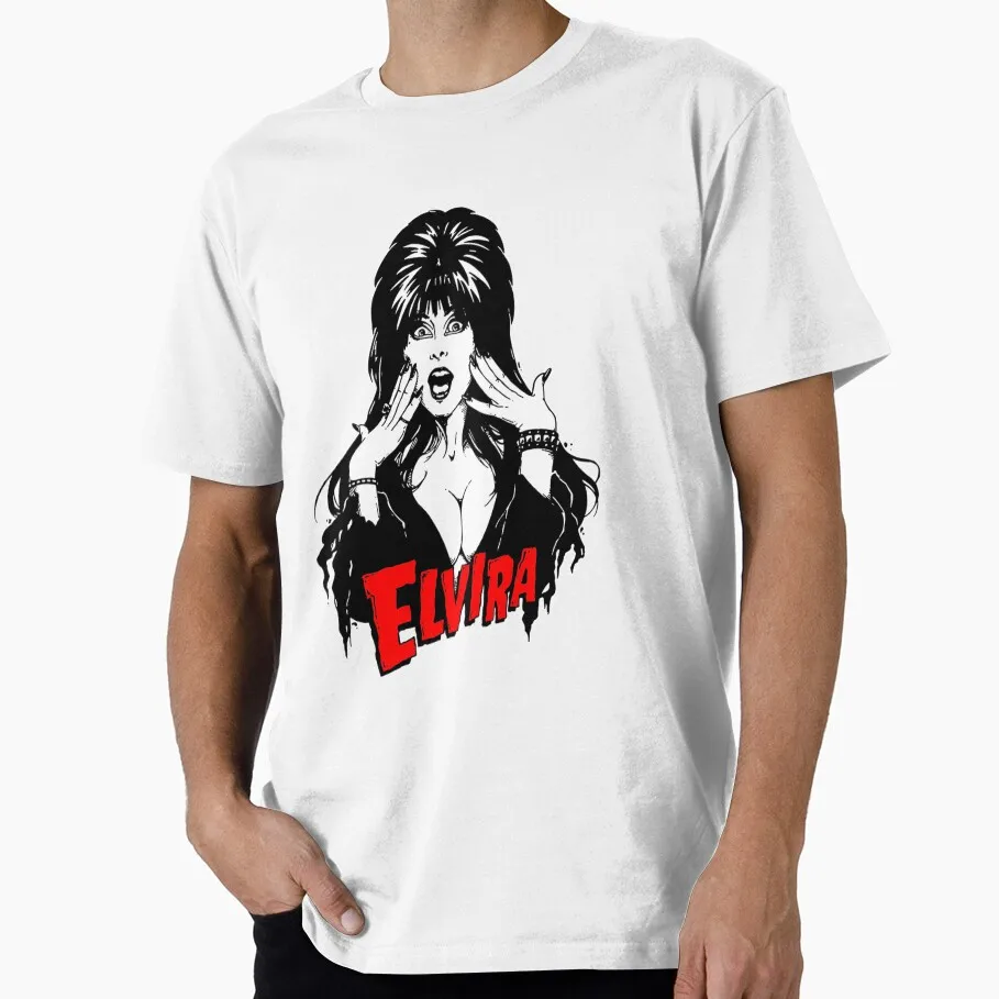 

80s Horror Movie Elvira mistress of the dark 1217 Scary Halloween gift T shirt for man All size Tops 100% cotton clothes
