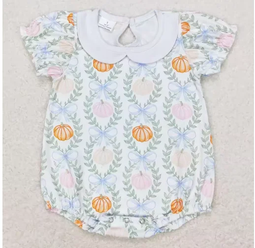

Baby Girls Rompers Fall Long Sleeve Pumpkins Bows Rompers Fashion Halloween Kids Baby Bubbles Girls Onesies New