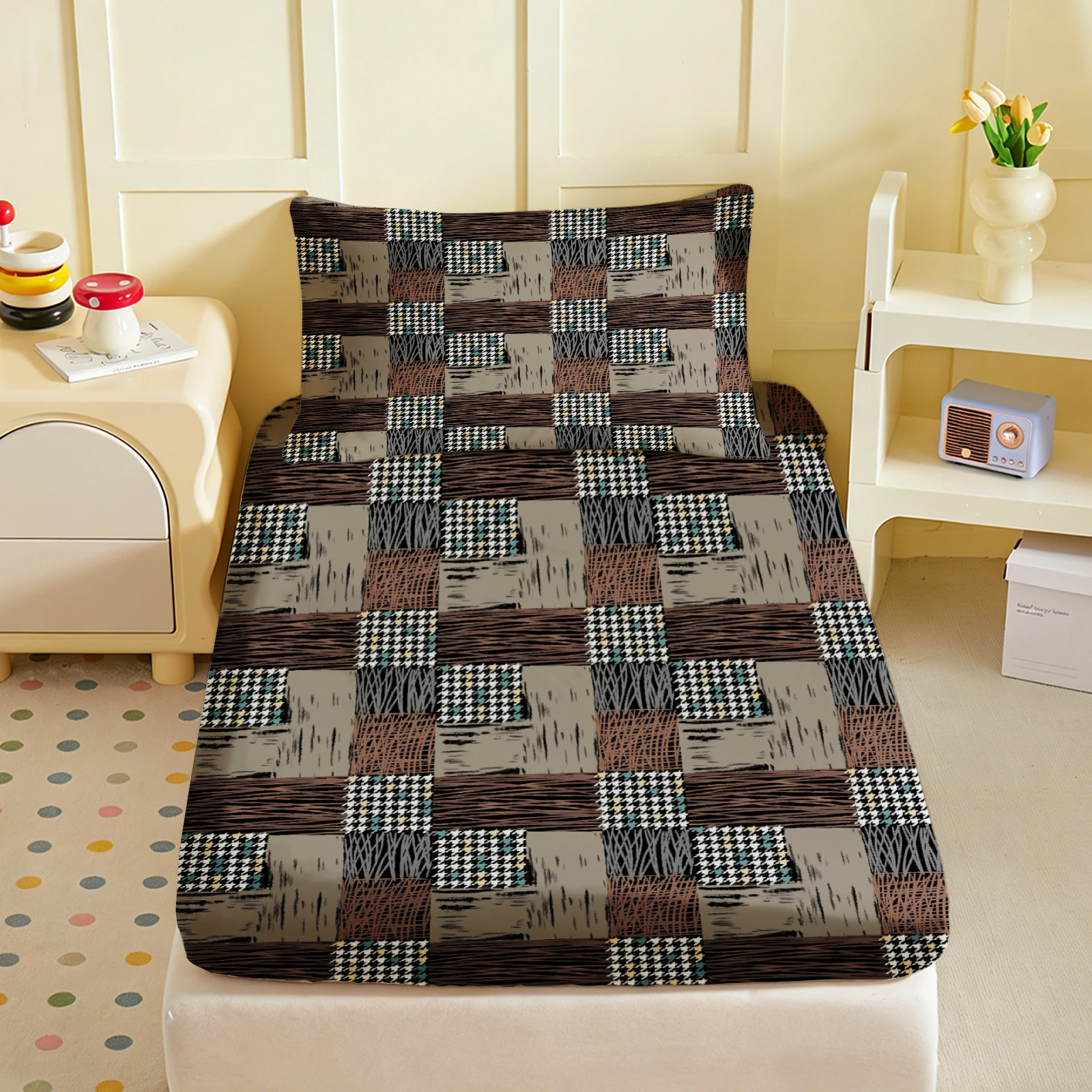 1pc Vintage Patchwork Plaid Fi - Home Textiles Plaid review and price