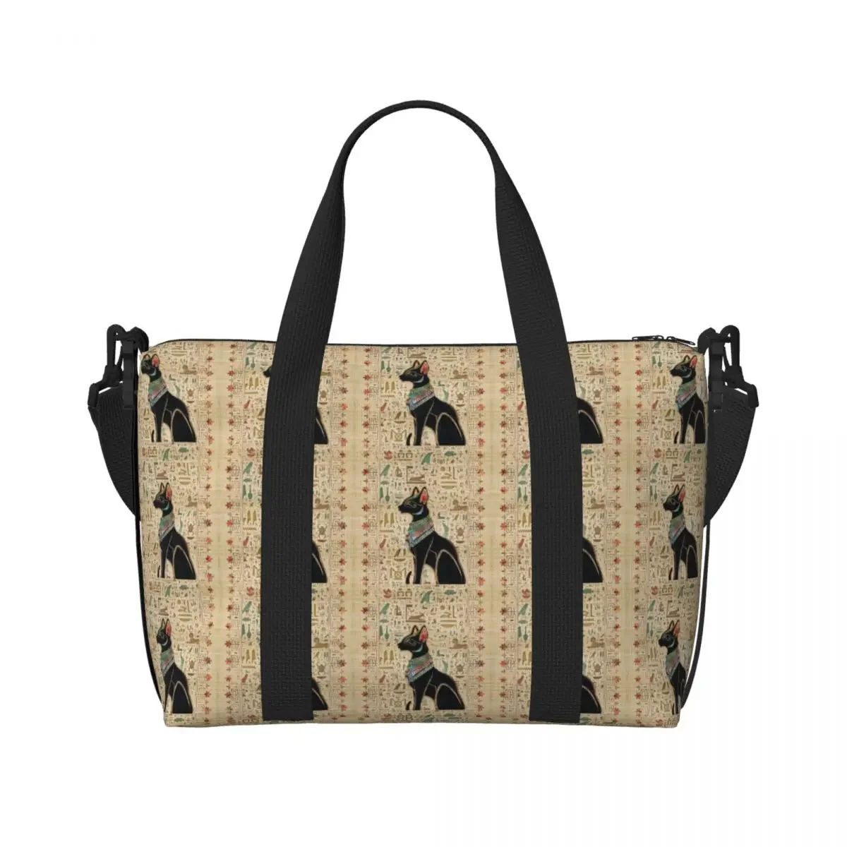 مخصص القط المصري حقيبة حمل على الشاطئ حقيبة المرأة اضافية كبيرة الصالة الرياضية تحمل على مصر الهيروغليفية حقائب تسوق السفر