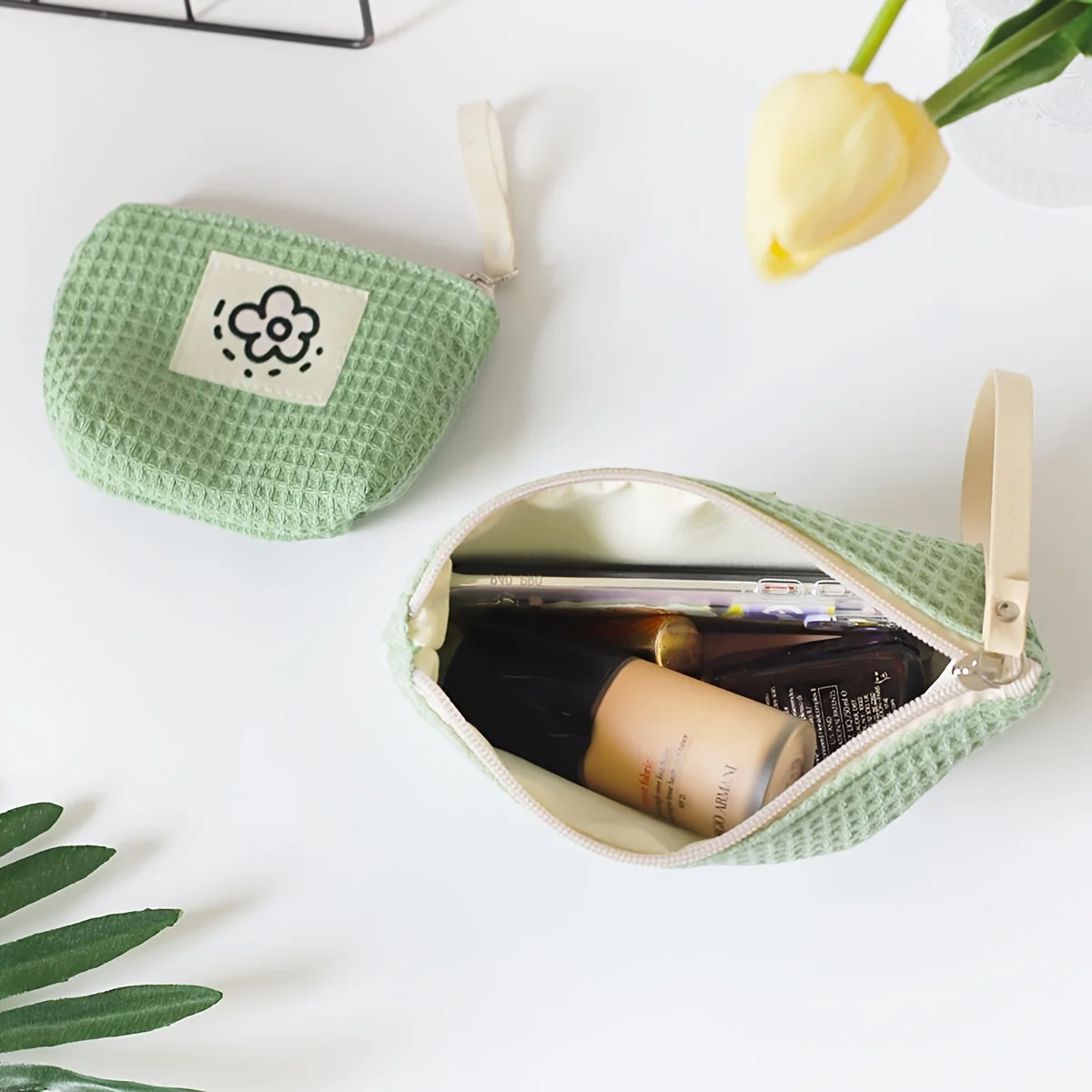 1PC Matcha Green mini cute storage bag, portable sanitary napkin bag, cosmetics storage bag, ladies' coin purse image 6