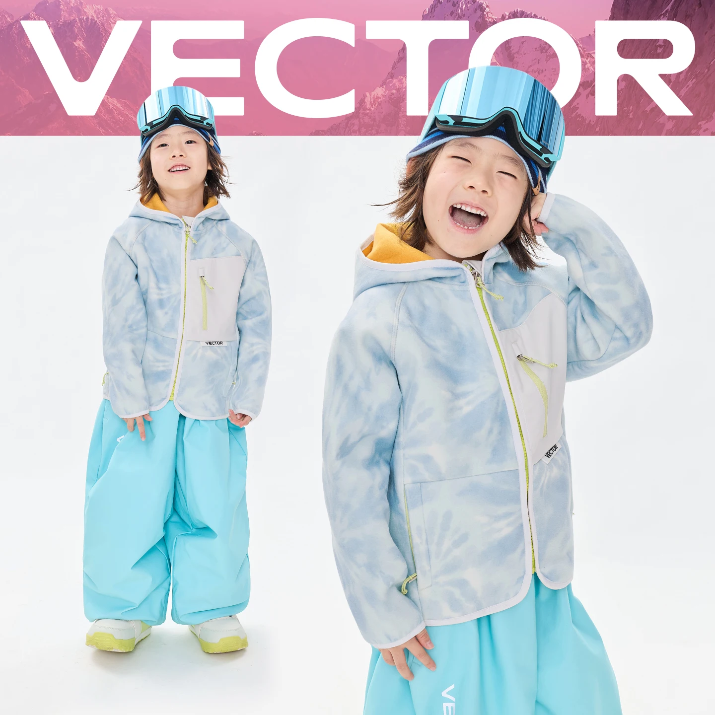 VECTOR Children Boys and Girls Hooded Fleece Hoodie Windproof Warm Anti-static Breathable Sweat Wicking Snowboard Snow Jacket