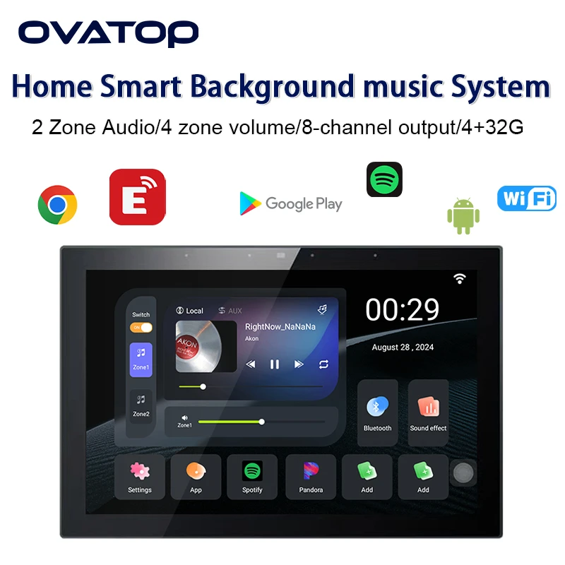 

Home theater Smart audio system bluetooths in wall power amplifier Android 11 Background music touch screen sound control panel