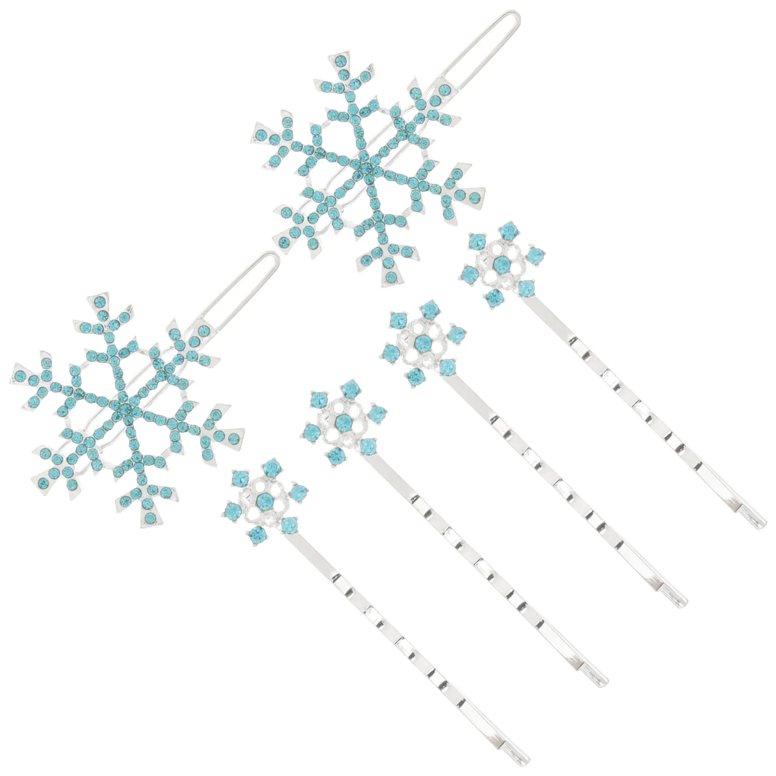 

6 шт., детские заколки для волос, заколки для волос со стразами в виде снежинок, декоративные аксессуары для девочек, детские праздничные прически