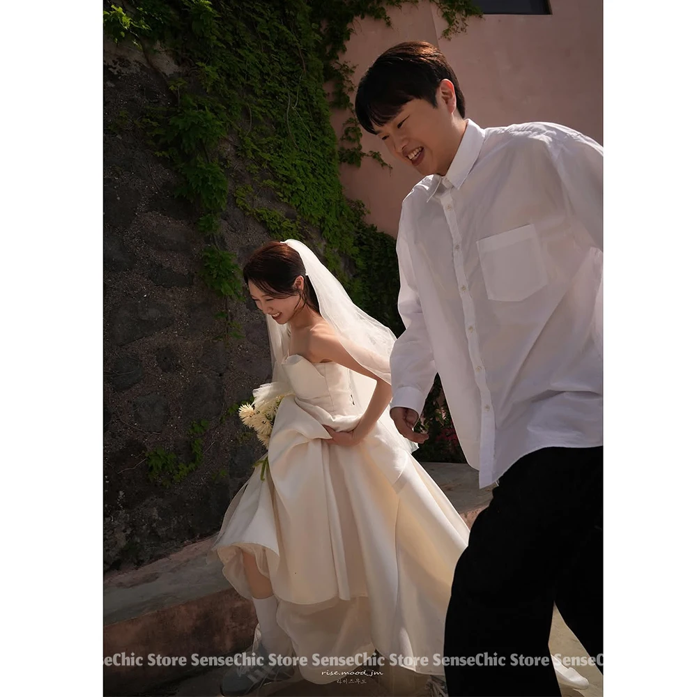 Vestidos de boda de hadas de tul, sesión de fotos Formal de Corea, corte en A, vestidos de novia simples para mujer para novia personalizados